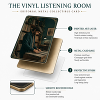 Carte de collection en métal personnalisée avec impression HD sur vinyle, série The Vinyl Listening Room, souvenir musical de luxe en acier inoxydable