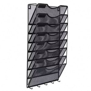 10 Tier Wall Mounted Hanging <b>File</b> Organizer Metal Mesh Organizer <b>File</b> Holder Magazine Rack for Office Classroom Organization - Product Image 2