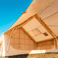 Carpa Inflable Grande para Acampar con Ventanas de Malla, Impermeable, Resistente al Viento, de Fácil Montaje, para Glamping Familiar al Aire Libre, Portátil