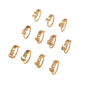 Anillo Retro Simple con Letra Inglesa para <span class=keywords><strong>Mujer</strong></span>, Nuevo Anillo de Acero Inoxidable que No se Destiñe, Estilo Europeo Americano de 18K, Anillos de Moda para <span class=keywords><strong>Hombre</strong></span> - Product Image 1