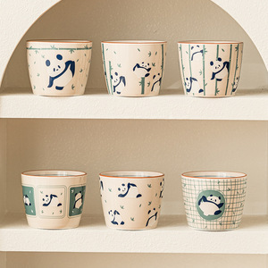 Tazza <span class=keywords><strong>da</strong></span> Tè e Caffè in Ceramica Dipinta a Mano in Stile Cinese con Panda Fresco e Carino per Donne Uso Domestico e Ospiti - Product Image 1