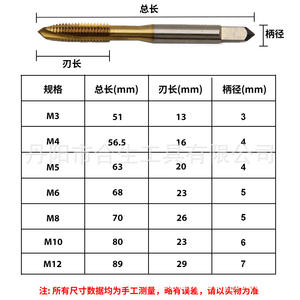 Jeu de tarauds métriques Mr Drill M3 M4 M5 M6 M8 M10 M12 en acier pour trous traversants, finition brillante - Product Image 1