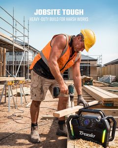 Rugged Jobsite BT Speaker 160W 120dB Loud, FM Radio, IPX6 Waterproof | 24H Battery, 28W PD Fast Charge 2.5H, Heavy Duty TPODIO S - Product Image 4