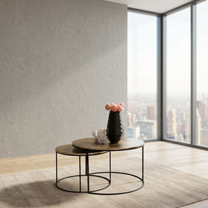 Simply iconic Set Of 2 Pcs Modern Round Metal Coffee <b>Table</b> With <b>Marble</b> Top And Iron Frame Nesting Design Living Room Furniture - Product Image 6