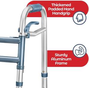 <span class=keywords><strong>Deambulatore</strong></span> Leggero in Alluminio per Anziani <span class=keywords><strong>con</strong></span> Ruote, Girello Pieghevole <span class=keywords><strong>con</strong></span> Larghezza e Altezza Regolabili e Supporto per Braccia per Disabili - Product Image 3