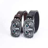 Boucle de ceinture en alliage argenté de haute qualité, personnalisée, avec un design vintage de tête de mouton, boucle en métal pour homme