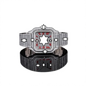Nouvelle conception, montre mécanique de luxe faite à la main en acier inoxydable, boîtier carré, verre saphir, analogique, bouton poussoir, fermoir caché, diamant - Product Image 1