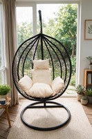 Fauteuil suspendu décoratif en forme de nid d'oiseau en PE tressé, chaise suspendue en forme de goutte d'eau pour salon et terrasse sur le toit