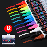 Ensemble de marqueurs effaçables à sec à la craie liquide pour tableau lumineux professionnel 12 couleurs