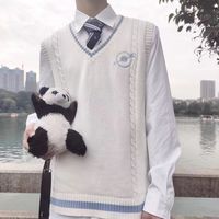 Gilet en tricot à col en V pour hommes et femmes, vêtements de couple, style universitaire, broderie d'une flèche perçant le cœur