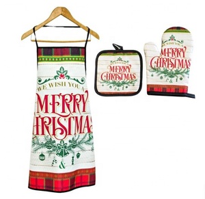 Tablier de noël gants tapis kit Anti-chaud gants mitaines de four noël nouvel an fête outils de cuisson cadeau de noël Kerst <span class=keywords><strong>Noel</strong></span> - Product Image 3