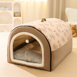 Casa de cama para gatos cálida multicolor, nido duradero para mascotas, perrera para perros lavable extraíble con venta loca - Product Image 1