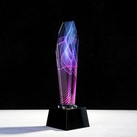 Trophée en cristal personnalisé HBL, impression UV colorée, trophée de champion en cristal avec base noire