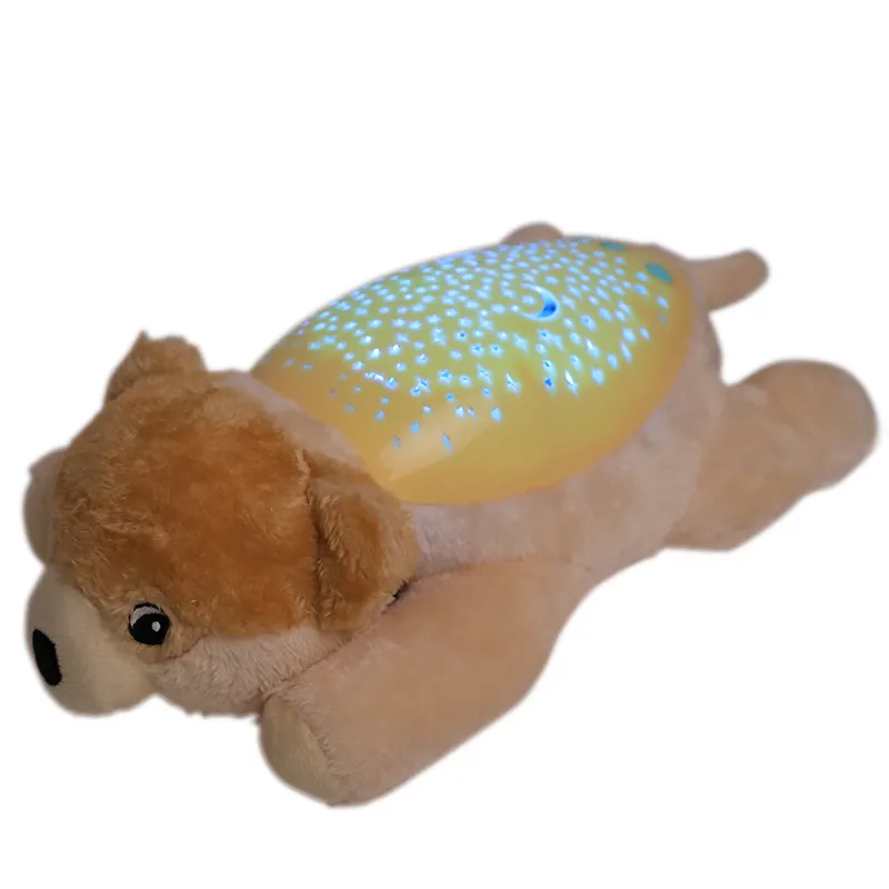 Mainan Anak Anjing Lucu Teman Tidur Proyeksi dan Melodi Lembut Mainan Mewah Mainan Tidur Menenangkan untuk Bayi, Anak Anjing Kuning Hewan