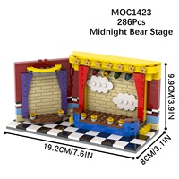 286 pièces MOC1423 FNAF Version Anime Scène de Scène Scénique Briques Horreur Modèle de Personnage Ours de Minuit Blocs de Construction à Assembler Jouets pour Enfants