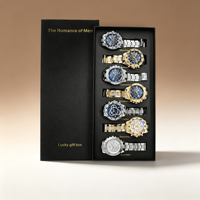 Nouvel ensemble cadeau de montre à quartz pour homme de 7 pièces avec cadran en alliage acrylique - Coffret cadeau élégant pour anniversaire
