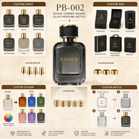 Flacon de parfum en verre à coins arrondis de 50 ml avec logo personnalisé, bouchon doré matelassé, base épaisse, conteneur de parfum vide avec boîte cadeau noire