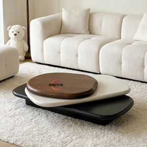 Tavolino da Caffè Impiallacciato Noce in Stile Italiano Minimalista per Soggiorno Moderno e Semplice, Tavolino da Tè Basso Girevole ed Estensibile per Villa - Product Image 3