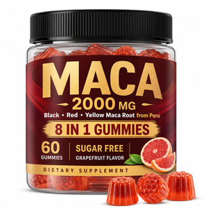 Gummies de haute qualité à l'extrait de Maca et à la racine de Ginseng Panax pour adultes - Soutien immunitaire et gestion de l'énergie - Flacon de 60 unités - Product Image 1