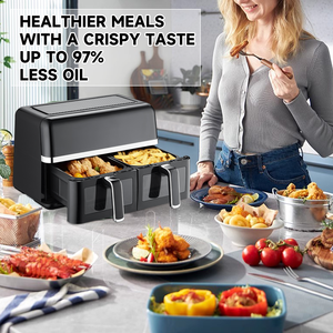 Новая двойная цифровая воздушная фритюрница с сенсорным экраном Цифровая глубокая умная воздушная фритюрница 9 л - Product Image 3