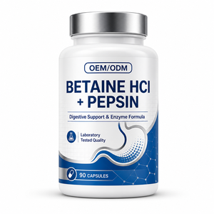 Formule végétarienne sans OGM, capsules de bétaïne <span class=keywords><strong>HCl</strong></span> et pepsine, supplément d'enzymes digestives pour le soutien digestif et l'équilibre intestinal - Product Image 1