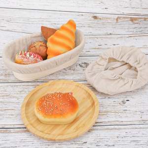 Trancheuse à pain pour ronds au levain Banetton ensemble coupe-pâte manche en bois gros rotin épreuvage panier <span class=keywords><strong>paille</strong></span> - Product Image 2