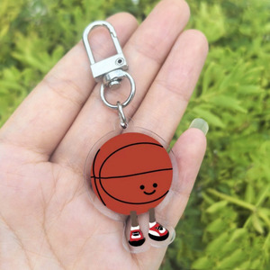 Porte-clés en acrylique 3D mignon de dessin animé, ballon de sport (badminton, football, tennis, ping-pong, rugby), breloque pour sac, écouteurs, cartable, cadeau - Product Image 5