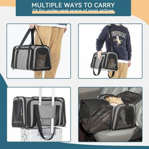 Kedi Taşıyıcısı, Havayolu Onaylı Evcil Hayvan Taşıyıcısı, <span class=keywords><strong>2</strong></span> Tarafı Genişletilebilir Köpek Taşıyıcısı, Çıkarılabilir Yumuşak Kenarlı Katlanabilir Köpek Seyahat Çantası - Product Image 4