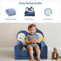 Best-seller transfrontalier : Petit canapé, fauteuil et tabouret en peluche pliable, compressé sous vide, en forme de pingouin de dessin animé câlin
