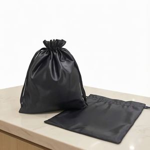 Sac à cordon personnalisé avec logo, beige, en satin, pour emballage cadeau, pochette pour parfum, vêtements, chaussures, sac anti-poussière - Product Image 4