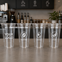 Gobelets en plastique PET avec logo personnalisé, gobelets à paroi simple de 16 oz avec couvercles pour café glacé, jus, boissons froides, smoothies