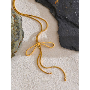 JINYOU 4837 recién llegado collar de cadena larga de acero inoxidable 18K Chapado en PVD dorado collares de cadena para mujer joyería - Product Image 2