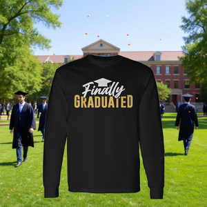 Maglietta a maniche lunghe per laureati con scritta 'Finalmente laureato' - Product Image 3