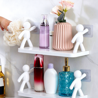 Étagère de rangement murale en plastique sans perçage pour salle de bain et cuisine avec patch adhésif