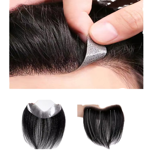 Pezzo Frontale in PU Invisibile per <span class=keywords><strong>Uomo</strong></span>, con Capelli Umani Indiani Remy dall'Aspetto Naturale, per Riparazione della Linea Frontale, con Base Ultra Sottile, Destro - Product Image 1