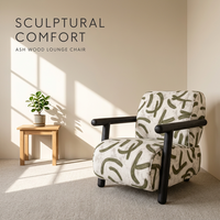 Fauteuil d'appoint en tissu, vente directe usine, OEM ODM, structure en bois de frêne, style Mid-Century Modern, écologique, pour salon et chambre à coucher