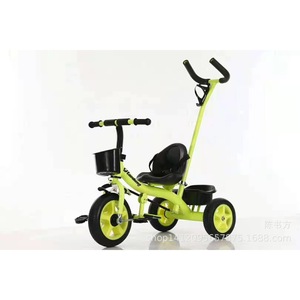 Children's Tricycle Pink Metal Frame Foaming Wheels 1-3-6 Years Old Kids Bike With Push Handle - Product Image 2