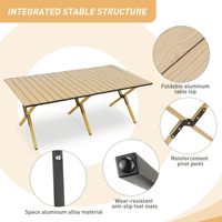Vente en gros de table à oeufs en acier au carbone, table de pique-nique pliante, table de jardin portable à oeufs en rouleau, ensemble table et chaises de camping avec sac de rangement