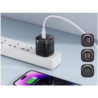 Adaptador de Corriente Mini de Carga Rápida PD de 20W con Doble Puerto A+C QC3.0, Cargador con Puertos Tipo-C y USB-A, Enchufe UK/US/EU para 15