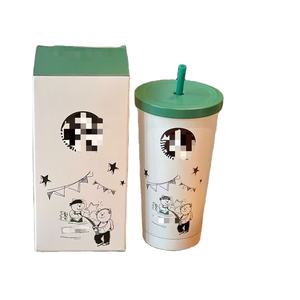 Gobelet en paille Starba Spring Floral, un gobelet en acier inoxydable de grande capacité de 500 ml de haute qualité, anti-fuite et portable - Product Image 1