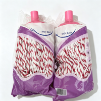 Tête de balai serpillère en fil de coton rouge et blanc torsadé, tête de rechange pour balai à vis, recharge pour nettoyage de sol domestique et commercial
