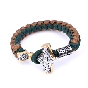 <span class=keywords><strong>Mitologia</strong></span> nordica celtica vichinga da uomo Thor's Hammer Rune Bracelet ombrello corda intrecciata braccialetto di sopravvivenza all'aperto - Product Image 1
