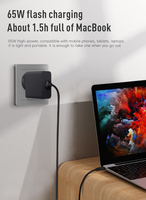 Chargeur d'ordinateur portable original avec prise murale AU, USB-C 65W, avec câble Type-C intégré pour Dell, HP, Lenovo Thinkpad, Samsung, Apple Macbook