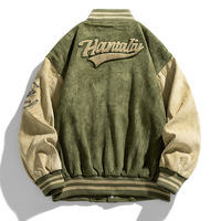 Chamois Broderie Hommes Varsity Veste Lâche Casual Vintage Baseball Vestes pour Hommes