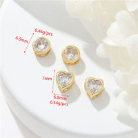 Perles entretoises rondes en zircon cubique transparent en forme de cœur, plaquées or 14 carats, en laiton, pour la fabrication de bijoux, vente en gros