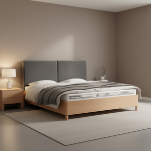 Base de Cama Tapizada en Terciopelo, Madera Sintética, Moderna, Suave, Color Gris D0100HXN1E8 - Product Image 2