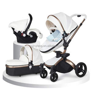 Poussette Portable pour Bébé, Siège de Voiture, Système de Voyage Multifonction, Berceau en Cuir PU, Alliage d'Aluminium, 3 en 1 - Product Image 2