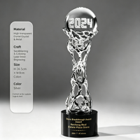 Trophée JINZUN en métal plaqué or avec boule de cristal, best-seller, logo personnalisé gravé, 26,5 cm, trophée de championnat d'entreprise