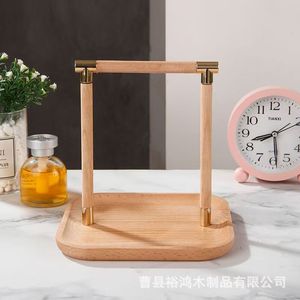 Portarrollos de madera maciza, soporte simple para papel en rollo, estante de almacenamiento de madera de haya para el hogar y uso comercial, sala de estar, dormitorio, cocina - Product Image 3