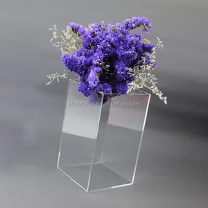 Квадратная Высокая акриловая ваза для свадеб, цветы, Роскошная Современная индивидуальная форма, печать логотипа, оптовая продажа, прозрачная акриловая ваза